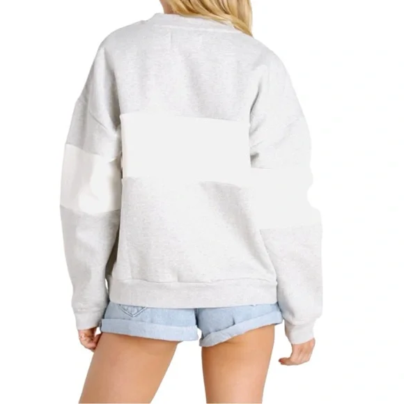 NWT Rollas Split Logo Sweater Grey Marle Size 14/XL - Picture 4 of 8